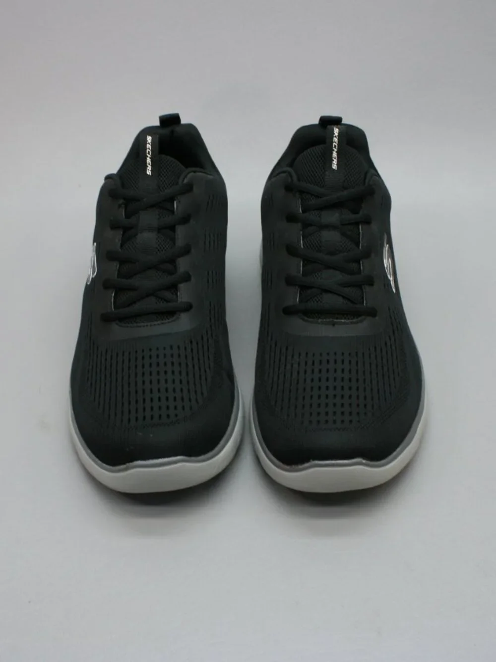 Skechers Men's 12 Summit Black Mesh Memory Foam Lace-up Gym Shoes Sneakers 16890